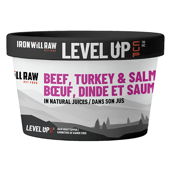 Iron Will Raw Cup Beef, Turkey & Salmon 4-oz