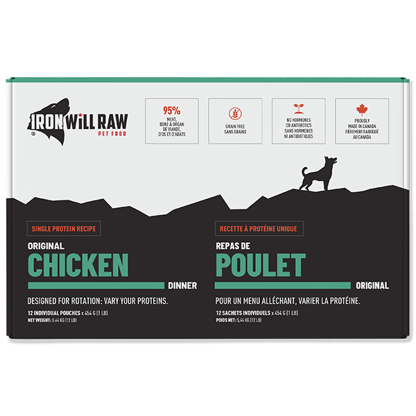 Iron Will Raw Dog Original Chicken 12lb (1lb x 12 Packs)