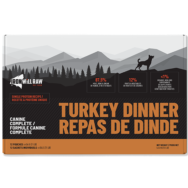 Iron Will Raw Dog Original Turkey 12lb (1lb x 12 Packs)