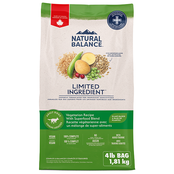 Natural Balance Limited Ingredient Vegetarian Recipe with Superfood Blend Dry Dog Food (CA), 4-lb
