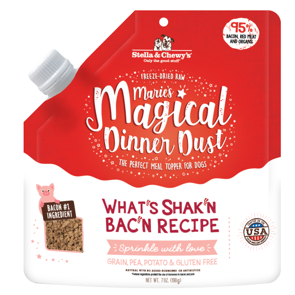 Stella & Chewy's Marie's Magical Dinner Dust What’s Shak’n Bac’n Freeze-Dried Dog Food Topper, 7-oz