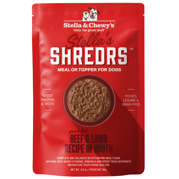 Stella & Chewy's Stella's Shredrs Beef & Lamb Recipe in Broth Wet Dog Food Pouch, 2.8-oz