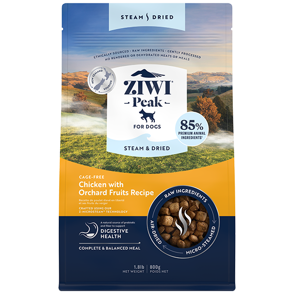 ZIWI Peak Steam & Dried Chicken with Orchard Fruits Recipe Air-Dried Dog Food, 1.8-lb|800-gram