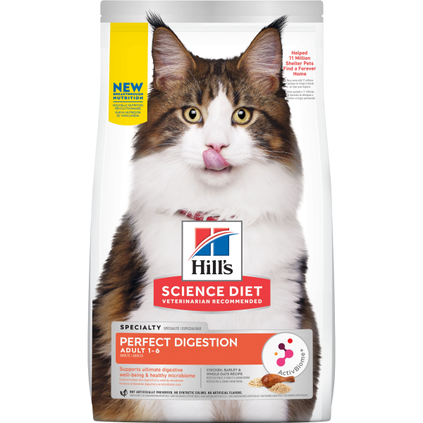 Hill's Science Diet Adult Perfect Digestion Chicken Cat Dry Food, 3.5-lb